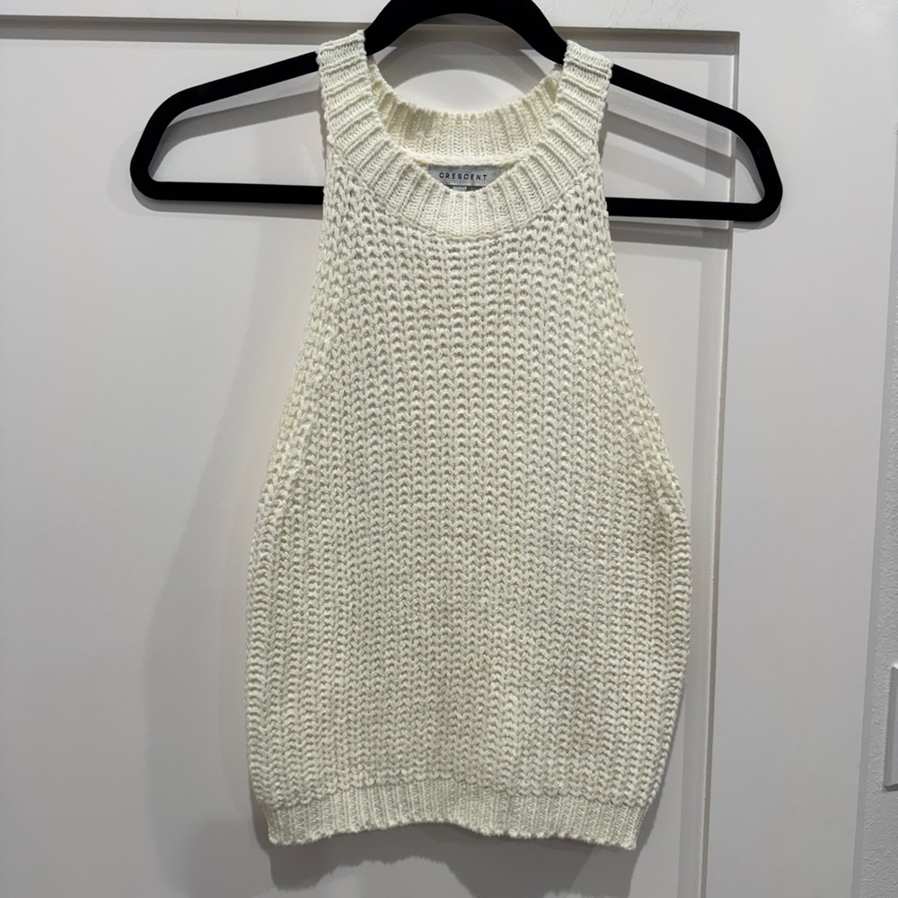Crescent White Knit Top